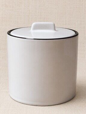 2017 Hearth & Hand Magnolia Black Rim Stoneware Bathroom Canister w Lid
